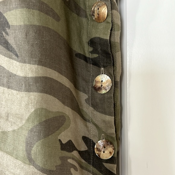 Johnny Was Adeline Embroidered Linen Camo Print Shift Dress w Side Buttons Med. - Picture 8 of 16